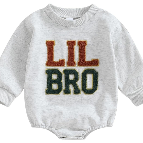 Other - Infant Baby Boy Fall Sweatshirt Jumpsuit Fuzzy Letter Embroidery ' Lil Bro '